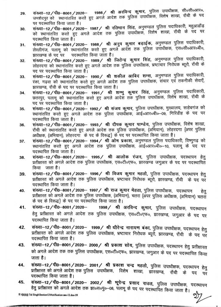 झारखंड में आज 66 पुलिस उपाधीक्षक का हुआ तबादला. 10 Screenshot 20210526 195146 OneDrive