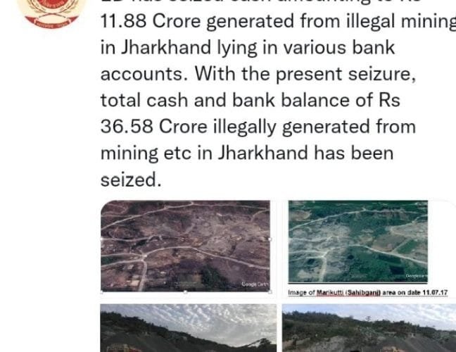 ईडी (ED) की बड़ी कार्रवाई अवैध खनन के 36 .58 करोड़ जप्त