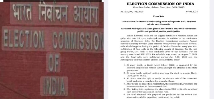 डुप्लिकेट ईपीआईसी नंबरों की समस्या का तीन महीने में करेंगे समाधान : चुनाव आयोग 20250308_124611