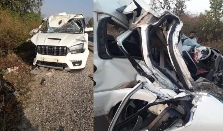 रांची के नामकुम में भीषण सड़क हादसा, टाटा-रांची रोड़ पर स्कार्पियों और ट्रक की टक्कर, एक की मौत।