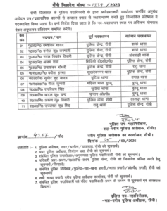 रांची में 11 पुलिस अधिकारियों का ट्रांसफर, अधिसूचना जारी 12 Screenshot 20250325 131834.WhatsApp Business