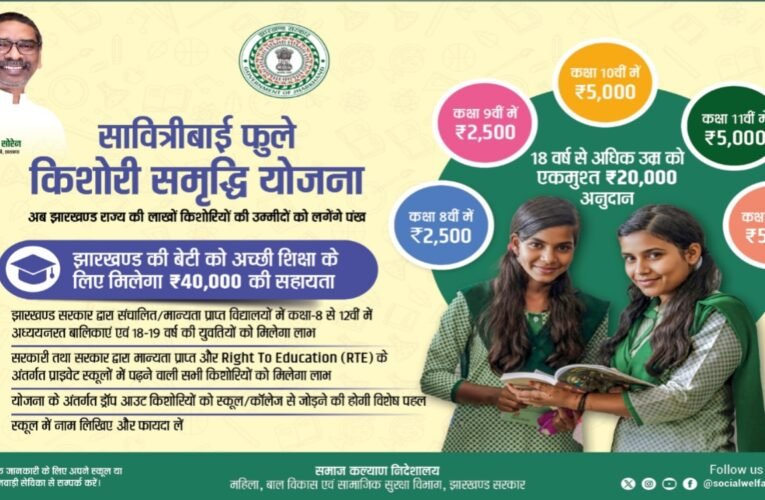 झारखंड की किशोरियों को सावित्रीबाई फुले किशोरी समृद्धि योजना से मिल रहा सशक्तिकरण का बल