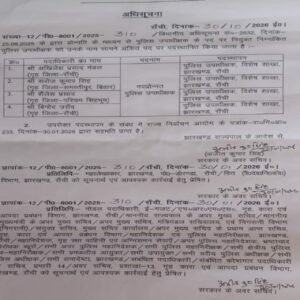 नवप्रोन्नत चार डीएसपी को मिली विशेष शाखा में पोस्टिंग, पदस्थापना संबंधी अधिसूचना जारी 12 20260130 162303