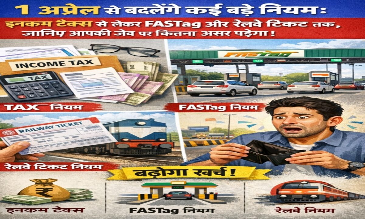 1 अप्रैल से बदलेंगे कई बड़े नियम: इनकम टैक्स से लेकर FASTag और रेलवे टिकट तक, जानिए आपकी जेब पर कितना असर पड़ेगा 40 20260331 155242