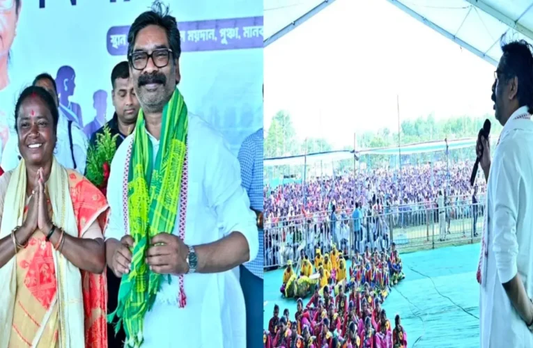 Hemant Soren's Public Rally in Manbazar: A Massive Crowd Gathers