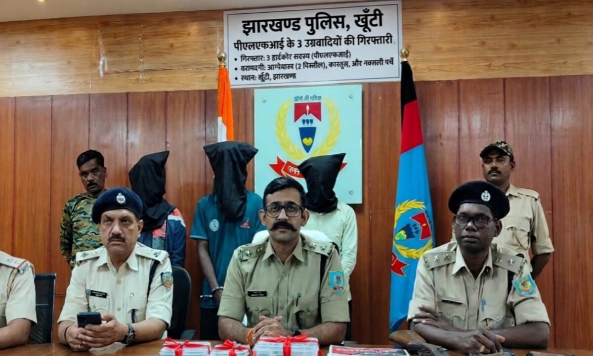 Three hardcore PLFI militants arrested in Khunti, weapons and pamphlets recovered