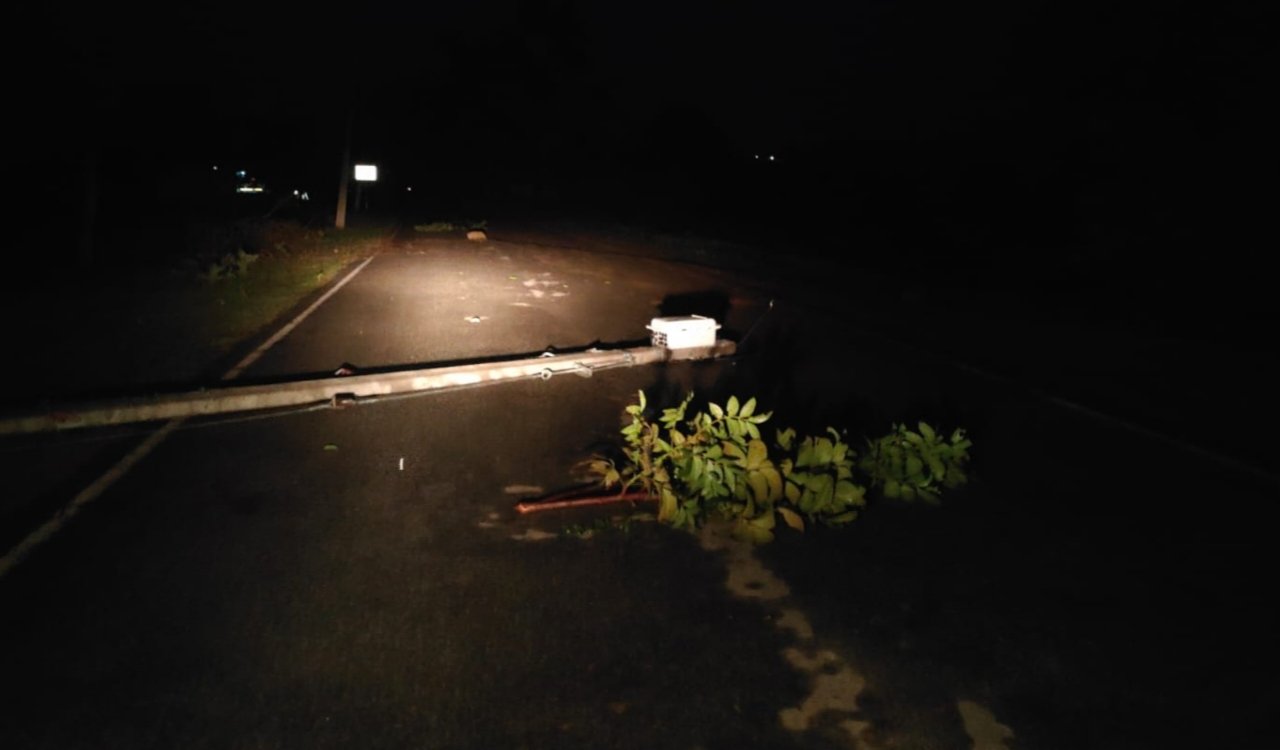 Electricity pole falls on road due to storm, fear of accident