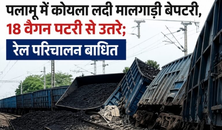 पलामू में कोयला लदी मालगाड़ी बेपटरी, 18 वैगन पटरी से उतरे; रेल परिचालन बाधित
