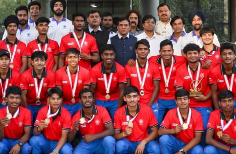 U18 Asia Cup Hockey: Union Minister Mansukh Mandaviya felicitates Indian women's team, presents cheque for ₹21 lakh