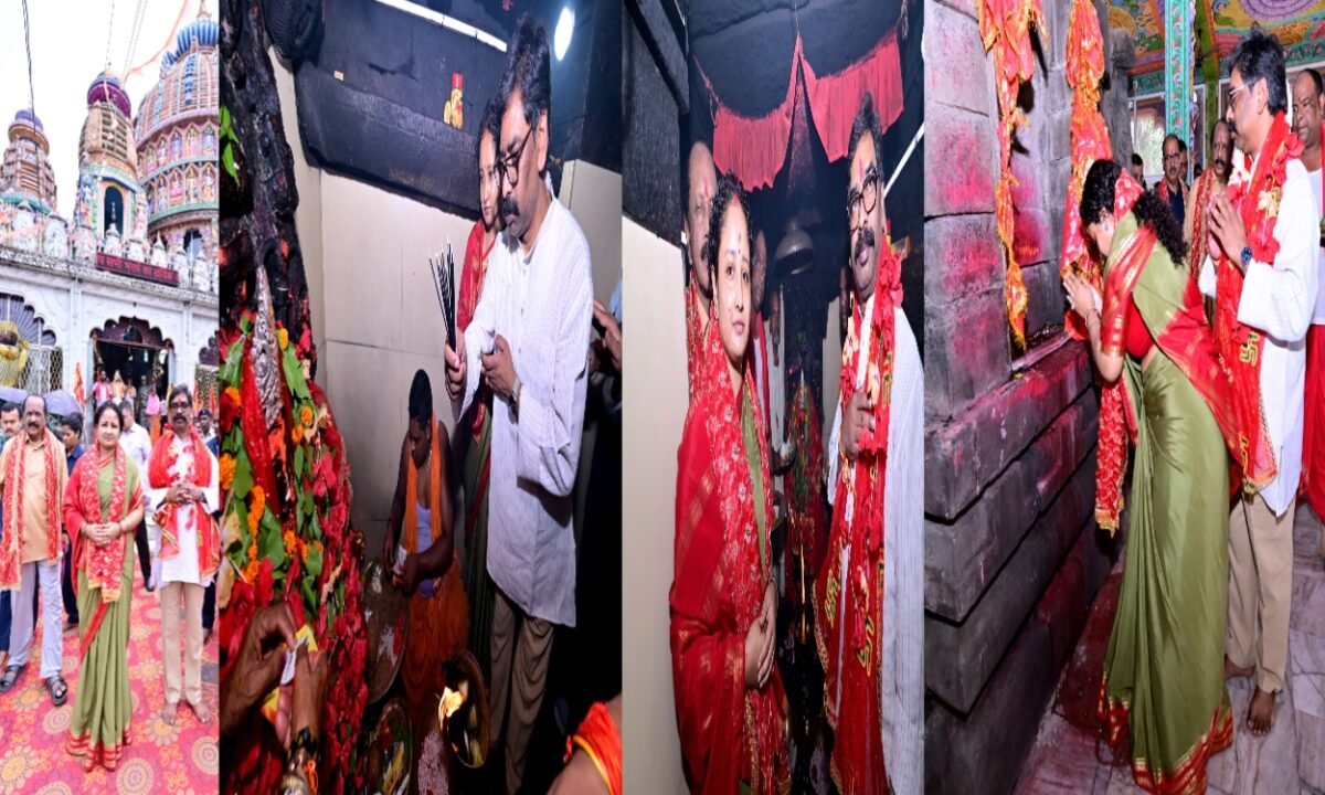 Chief Minister Hemant Soren prayers at Deori Temple along with his wife, Kalpana Soren.