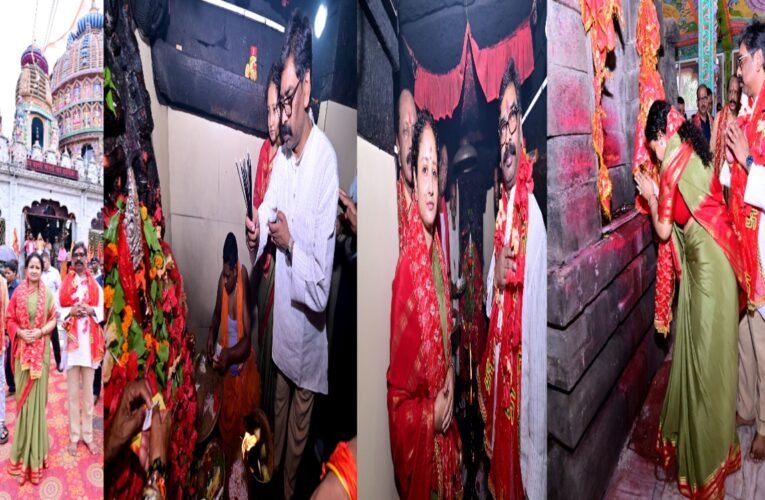 Chief Minister Hemant Soren prayers at Deori Temple along with his wife, Kalpana Soren.