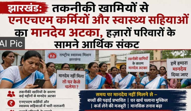 झारखंड: तकनीकी खामियों से एनएचएम कर्मियों और स्वास्थ्य सहियाओं का मानदेय अटका, हजारों परिवारों के सामने आर्थिक संकट