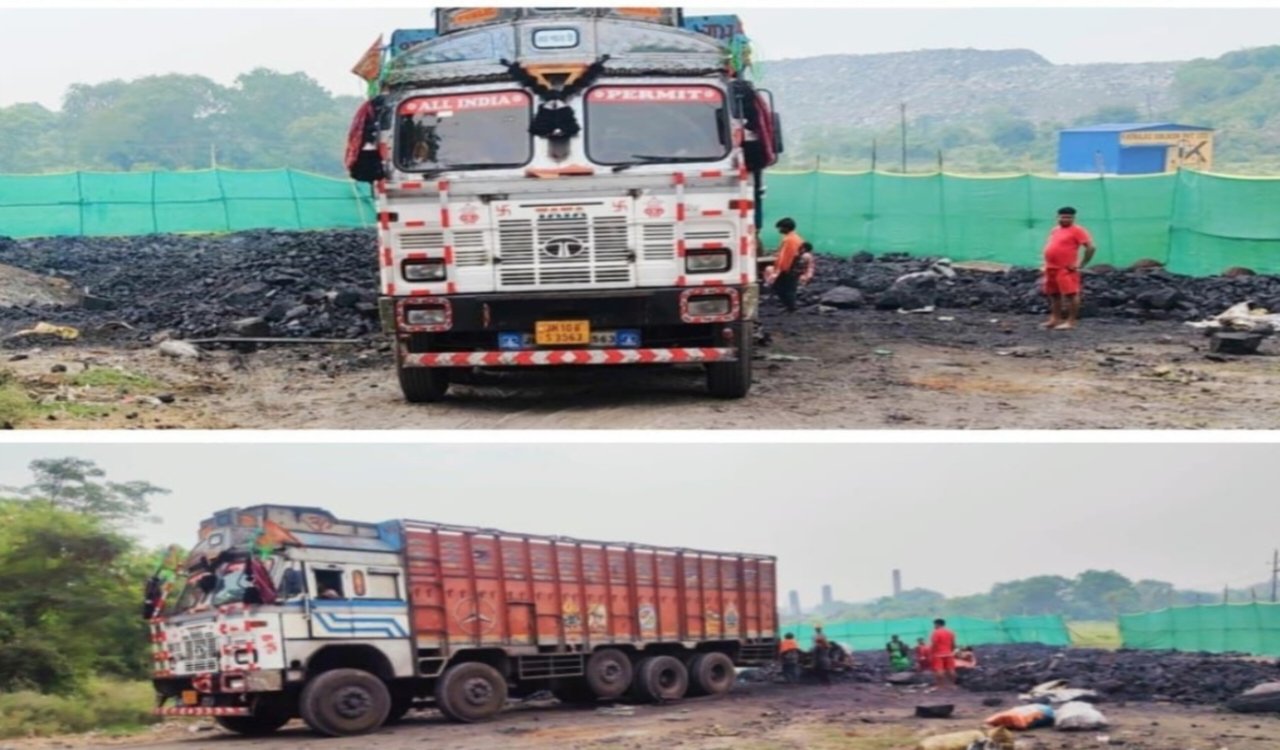 Illegal coal depot operating openly in Tilatand, Katras.