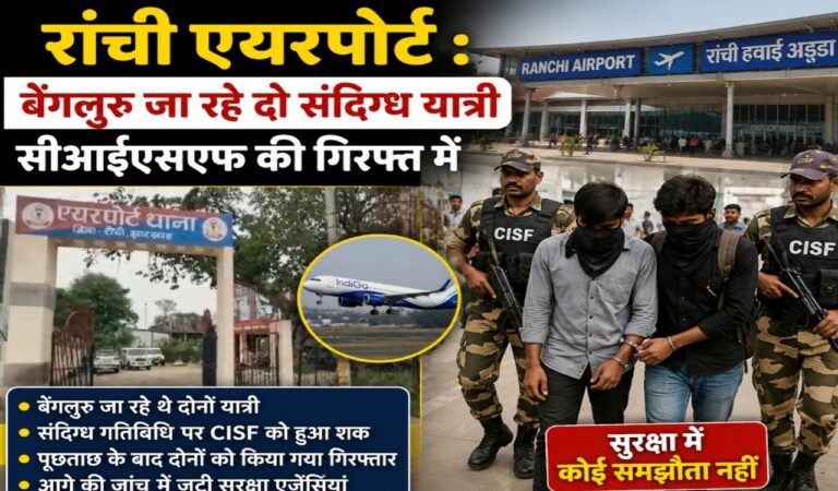 रांची एयरपोर्ट :  बेंगलुरु जा रहे दो संदिग्ध यात्री सीआईएसएफ की गिरफ्त में