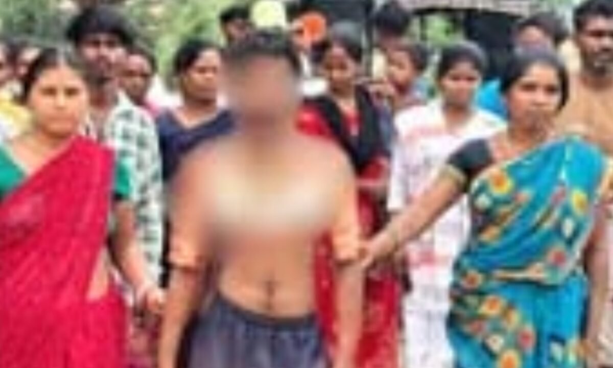 The thief was paraded while dressed in women's clothing; he was caught with the stolen jewelry.