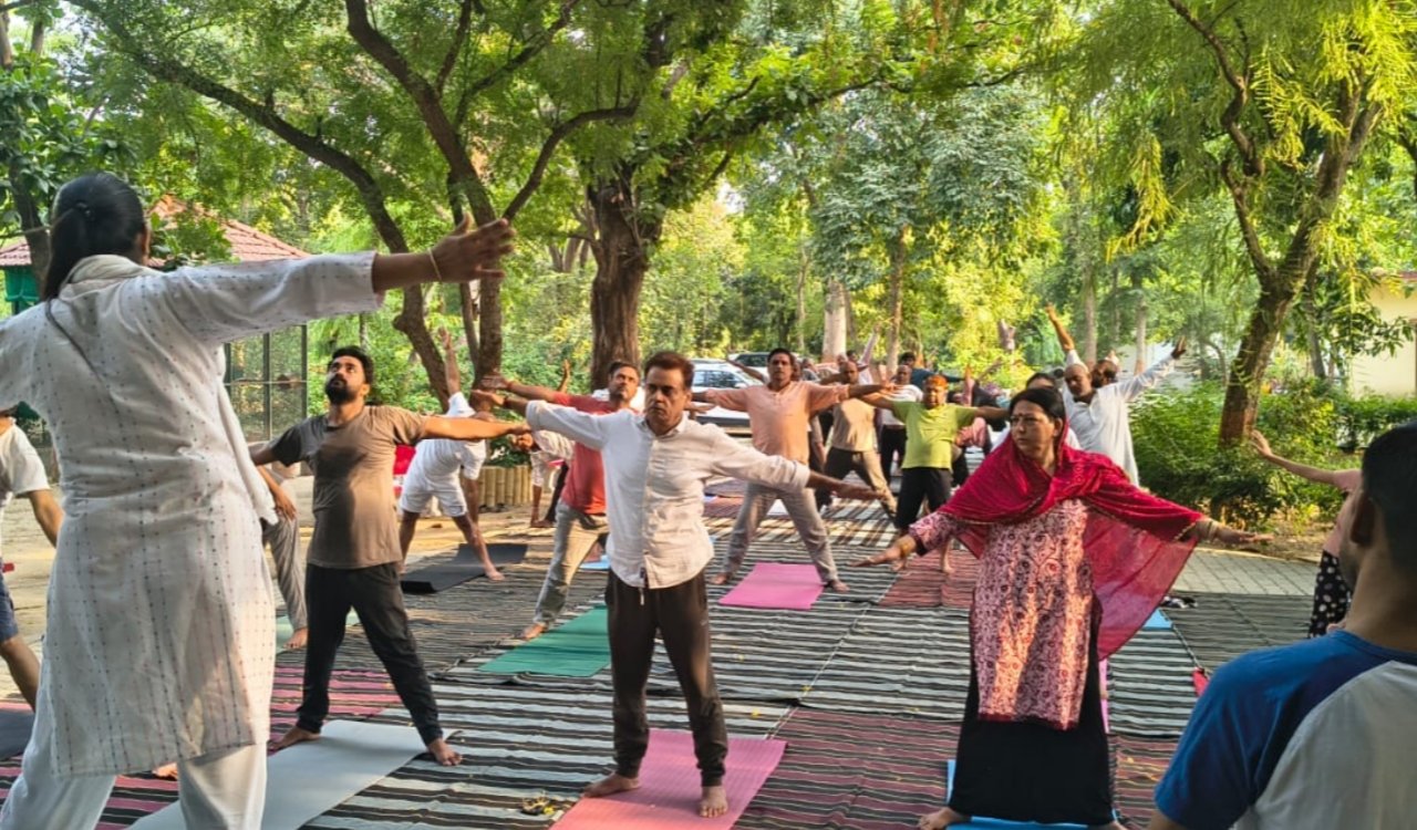 International Yoga Day celebrated at the Aghoreshwar Bhagwan Ram Yoga and Naturopathy Research Centre.