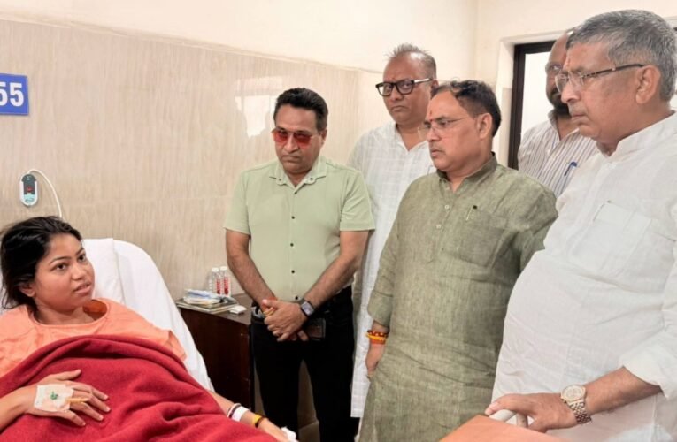 BJP State President Aditya Sahu met hospitalized MLA Purnima Das and wished her a speedy recovery.
