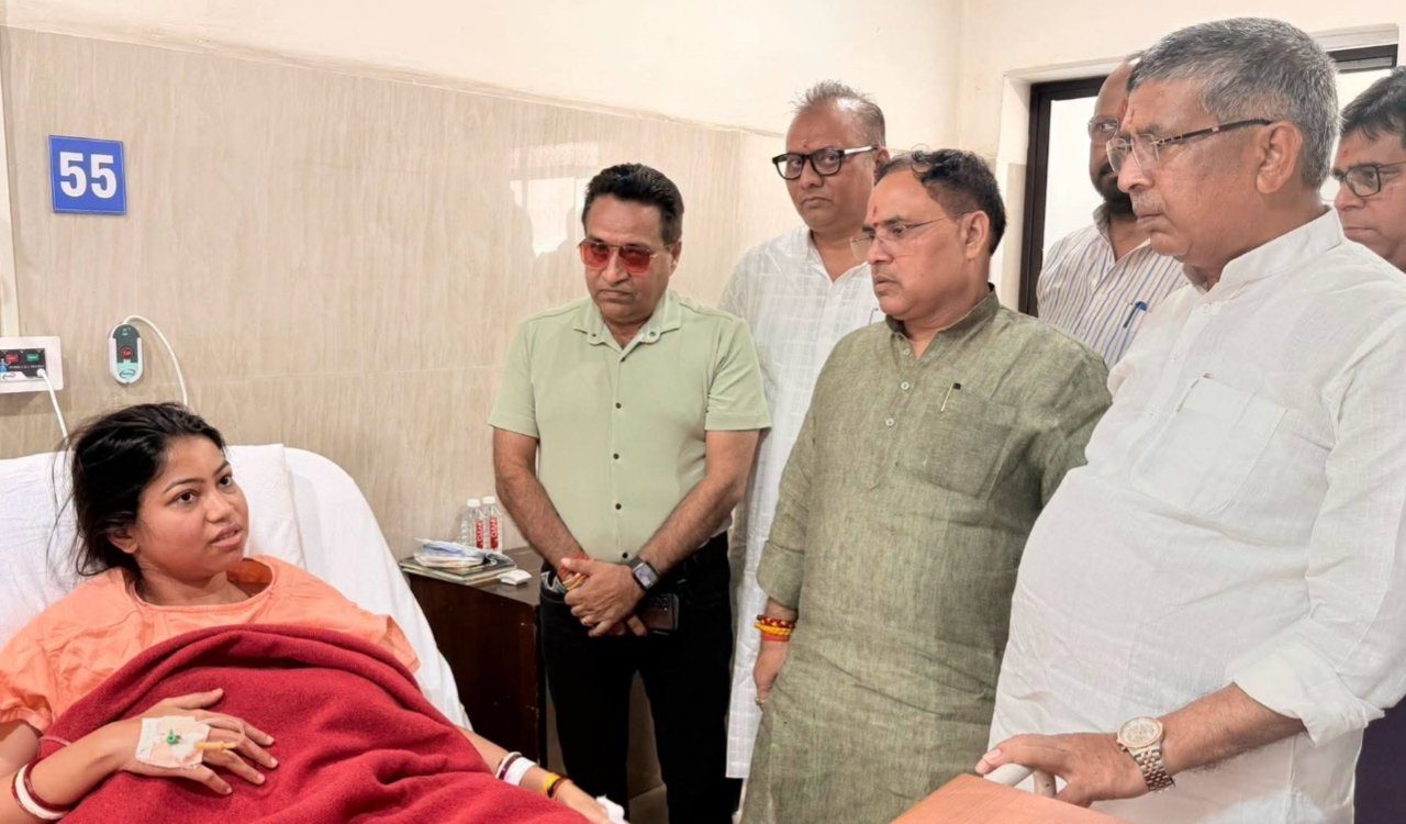 BJP State President Aditya Sahu met hospitalized MLA Purnima Das and wished her a speedy recovery.