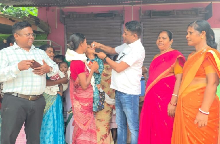 Pulse Polio campaign launched in Simdega; MLA Bhushan Bara administered polio drops to children.