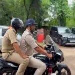 Saraikela: SP inspects security arrangements while riding a motorcycle.