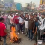 Torchlight procession in Ranchi and burning of JPSC Chairman's effigy in protest against alleged irregularities in the JPSC exam.
