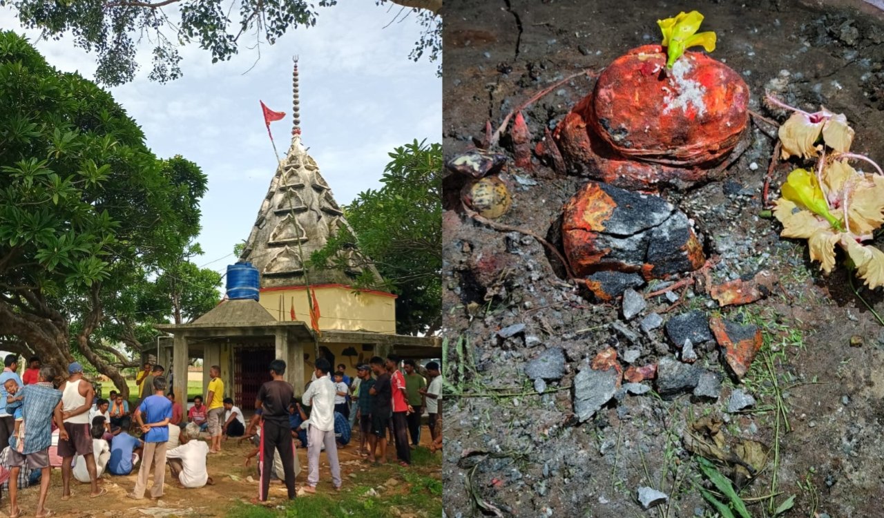 Shivling at a Shiva temple in Sangrampur village (Kanke police station area) found desecrated; villagers outraged.