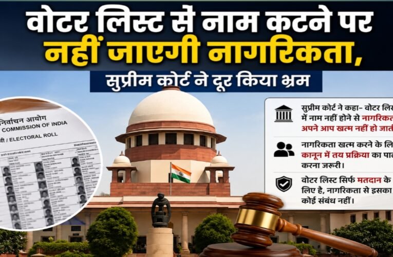 वोटर लिस्ट से नाम कटने पर नहीं जाएगी नागरिकता, सुप्रीम कोर्ट ने दूर किया भ्रम