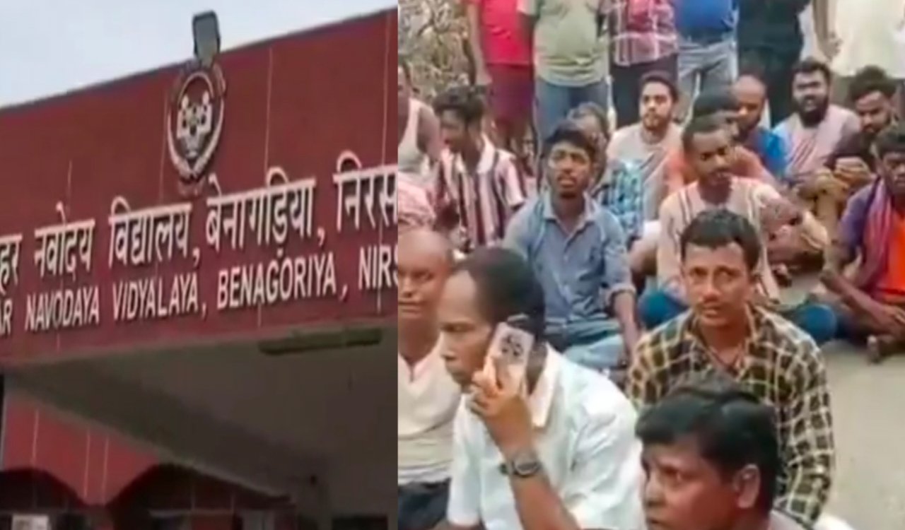 Parents outraged over student being beaten with a belt; sit-in protest at school gate.