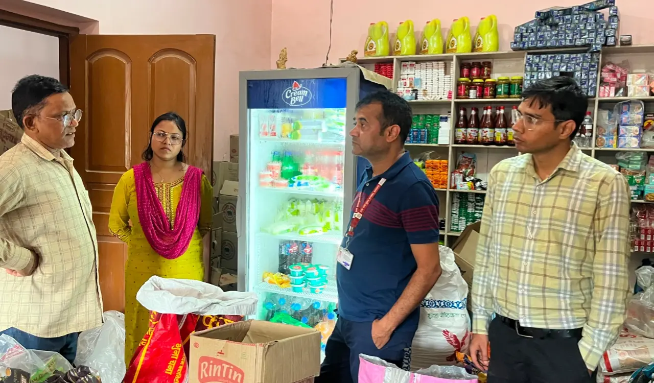 Food Safety Department raids in Gumla; expired soft drinks seized, and milk samples sent for testing.