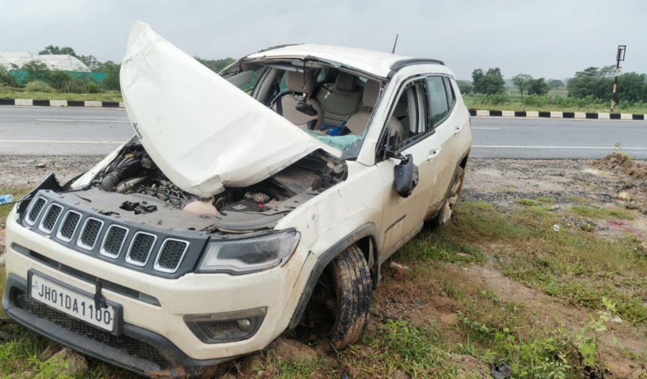 Havoc of Speed: Car overturns after hitting divider; airbag saves driver's life; referred to RIMS in critical condition.