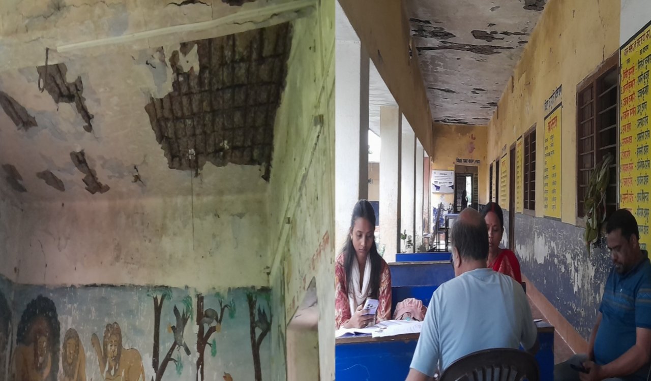 Young children in Lohardaga forced to study in a dilapidated building, risking their lives.