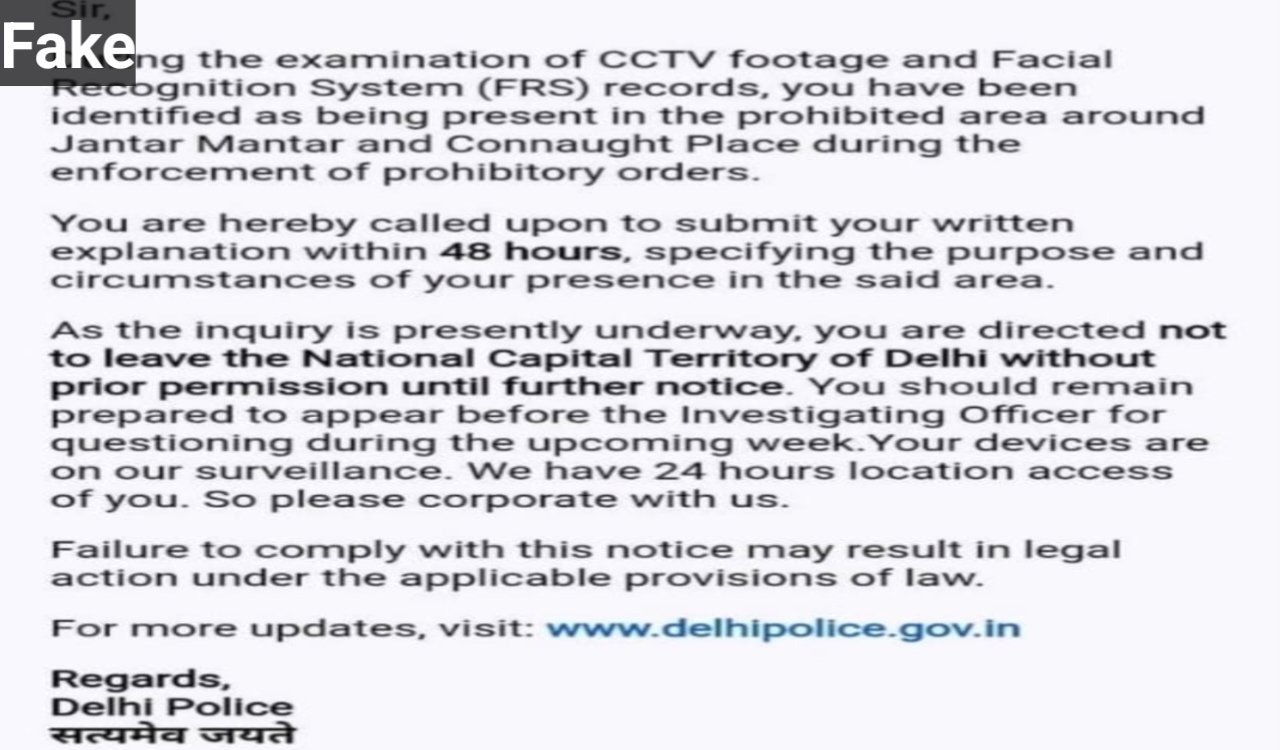 Fake Delhi Police notice goes viral.