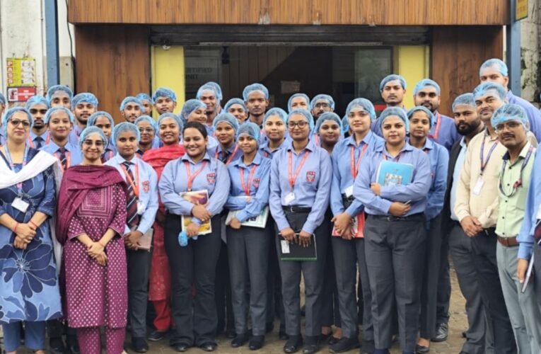Students learn the nuances of the industrial world during a visit to the Parle-G factory; an industrial tour by RKDF University.