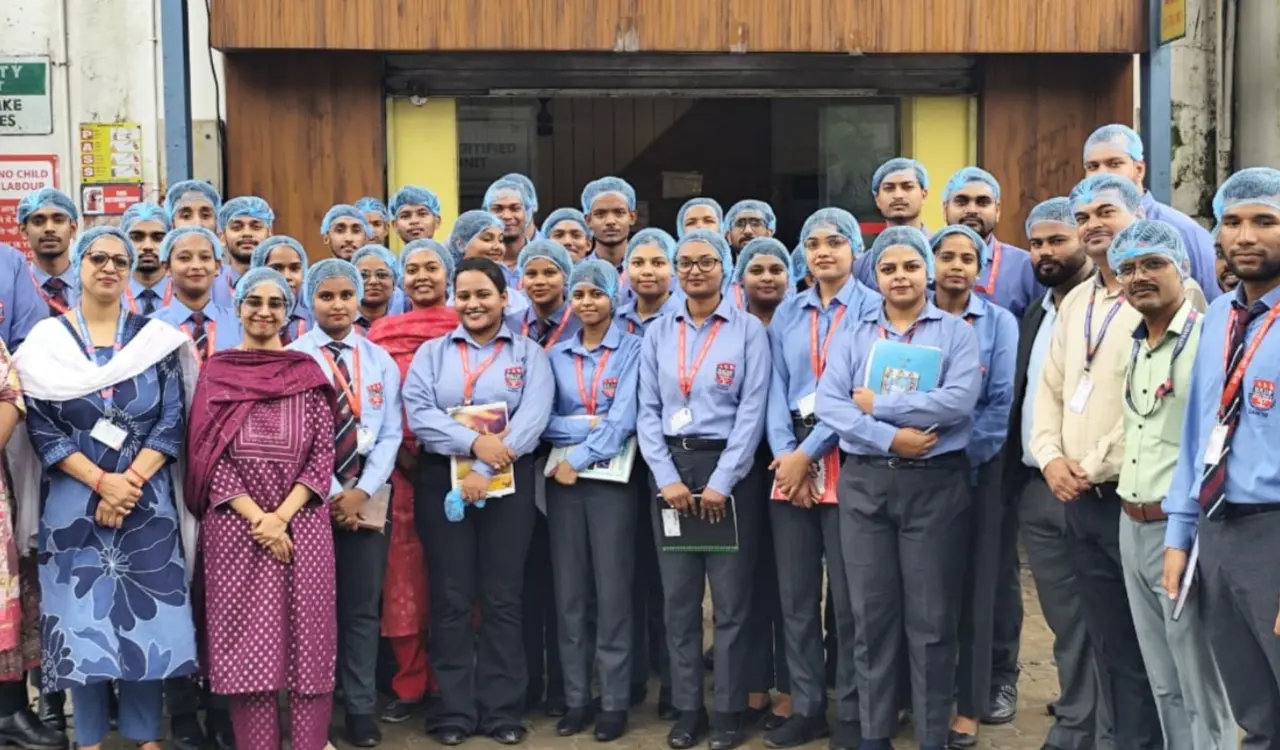 Students learn the nuances of the industrial world during a visit to the Parle-G factory; an industrial tour by RKDF University.