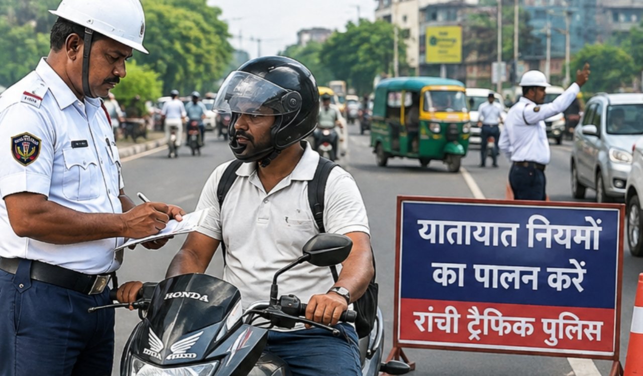 Major crackdown by Ranchi Traffic Police in July; over 1.20 lakh challans issued.