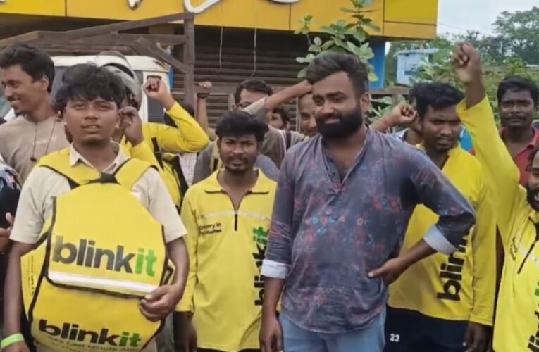 Blinkit riders on strike, demanding higher payouts; delivery services affected in several areas.