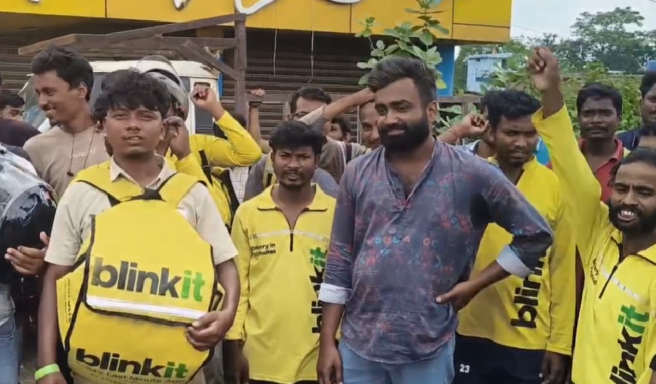 Blinkit riders on strike, demanding higher payouts; delivery services affected in several areas.