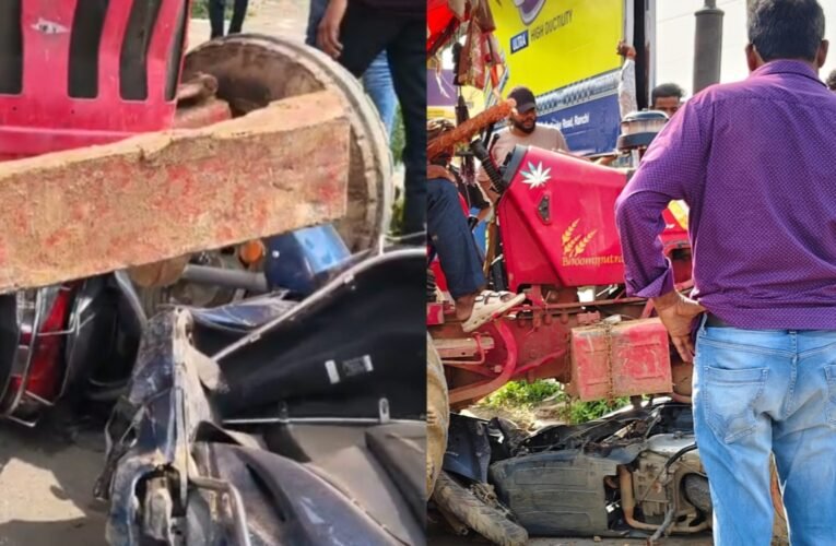 Havoc caused by a speeding, out-of-control tractor on Kanke Road; it rammed into several vehicles, and the driver fled the scene.