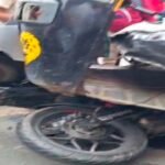 A motorcycle collided with an auto-rickshaw packed with school children.