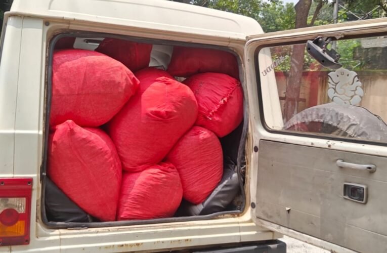 108 kg of cannabis seized from an abandoned Innova; interstate smuggling suspected.