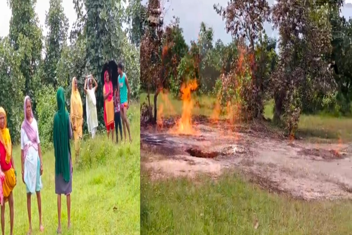 Flames erupted from the ground in Bokaro.