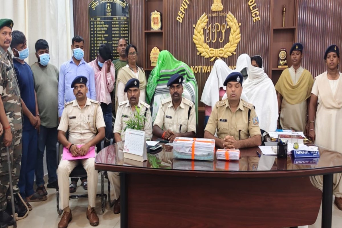 Sex racket busted at a Ranchi hotel; nine arrested; 9 mobile phones and objectionable items seized.