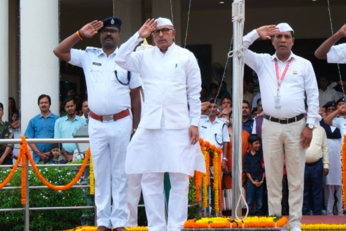 Ravindra Nath Mahto during the flag-hoisting ceremony at the Legislative Assembly.