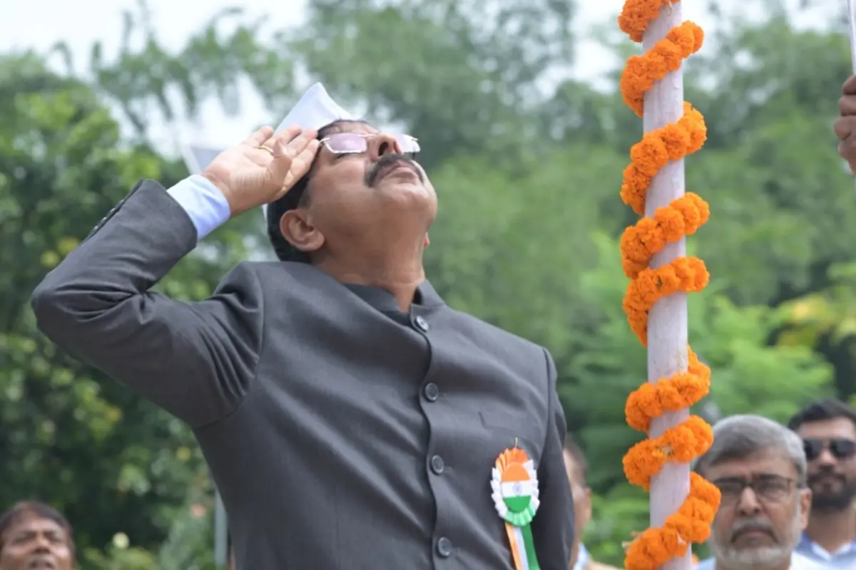 The Mission Director hoisted the flag at the NHM headquarters on Independence Day.
