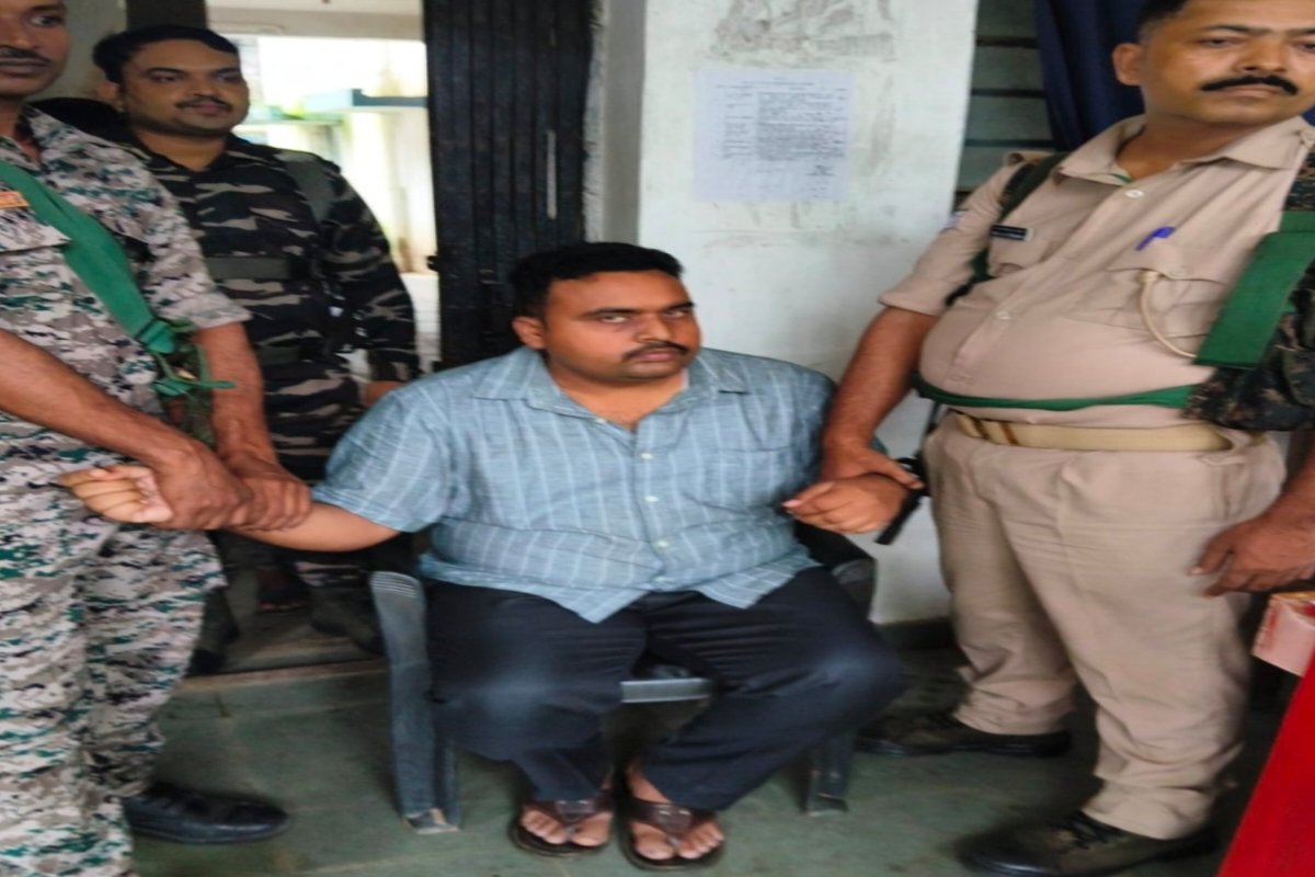 Bandgaon Station House Officer Manish Kumar arrested while accepting a bribe of 15,000.