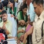 Female students tied Rakhis to the DC and SSP on Raksha Bandhan.