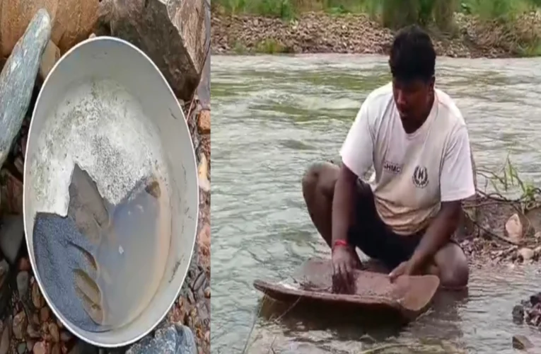 Tribal families search for gold in the sands of the Subarnarekha every day.