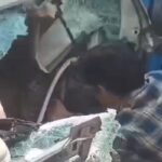 Horrific road accident in Chutupalu Valley; car crushed under container; woman dead, five injured.