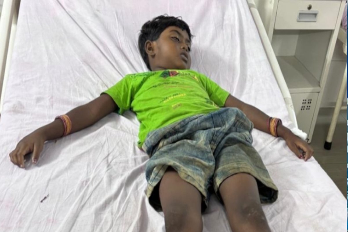 A six-year-old girl sleeping on a cot with her mother was bitten by a snake.