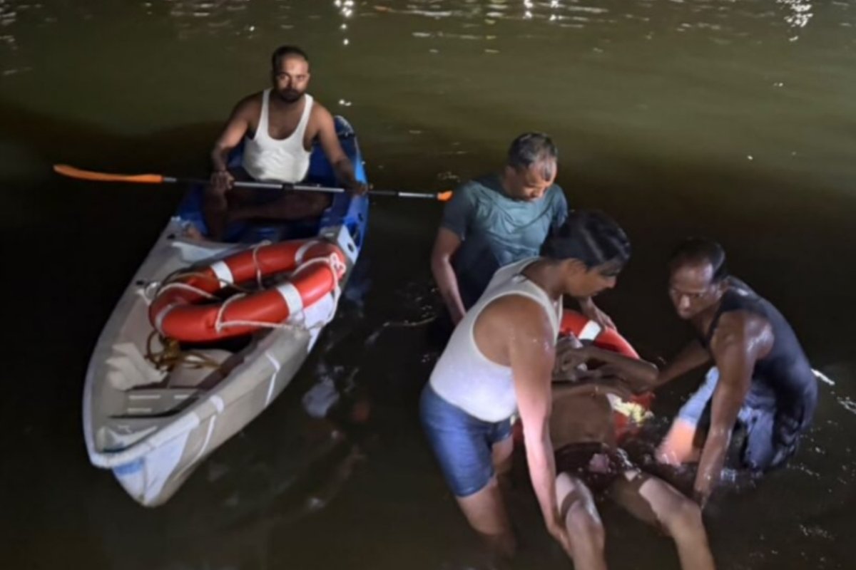 Three students drowned while bathing in the Jayanti River; a rescue operation was carried out at night under floodlights.